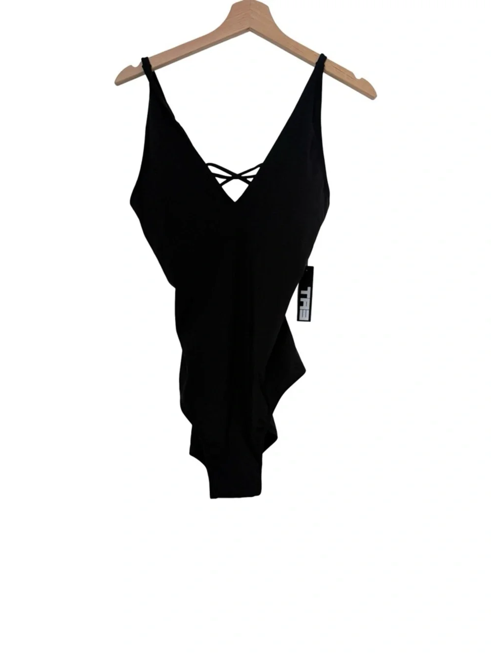 NWT TA3 Plungey One Piece Swimsuit Sz L Black